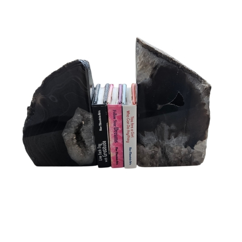 Agate Polished Bookends Dark Brown & Criystal 5,8 Lbs